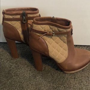 BCBG tan quilted ankle boots